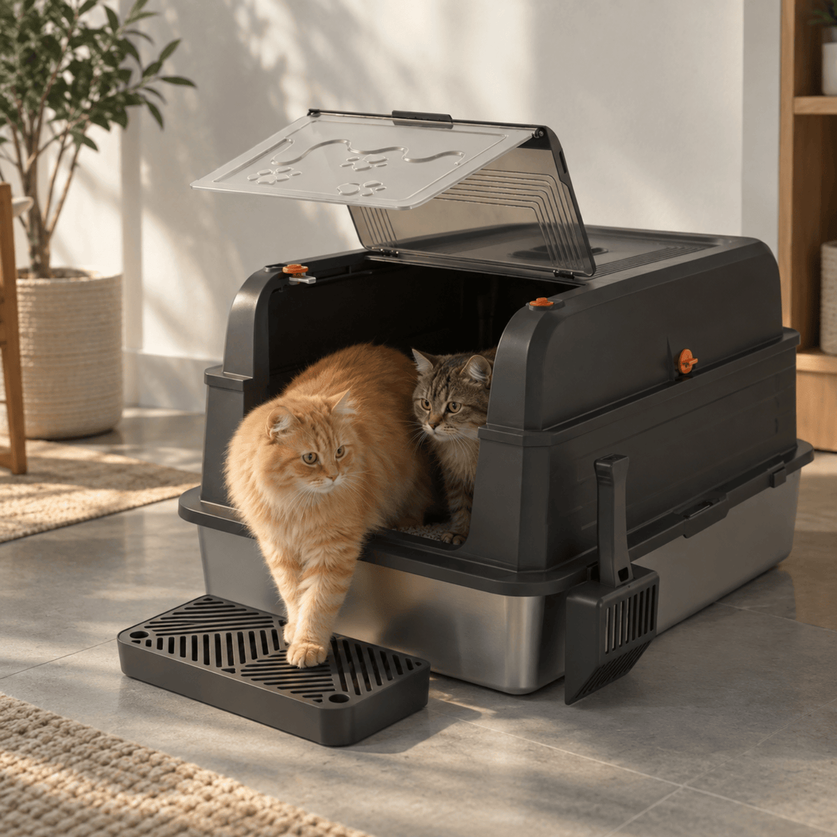 Bac à litière Chat Flexible Inox HOMALL