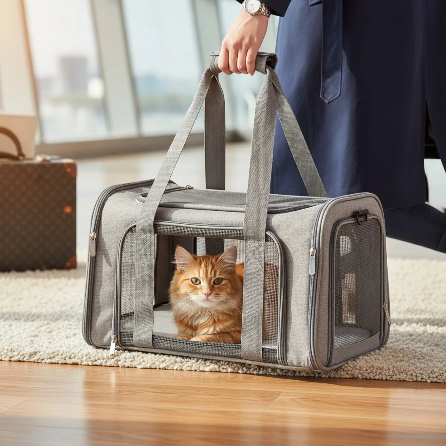 Sac de Transport Pliable pour Chat & Chien Gris