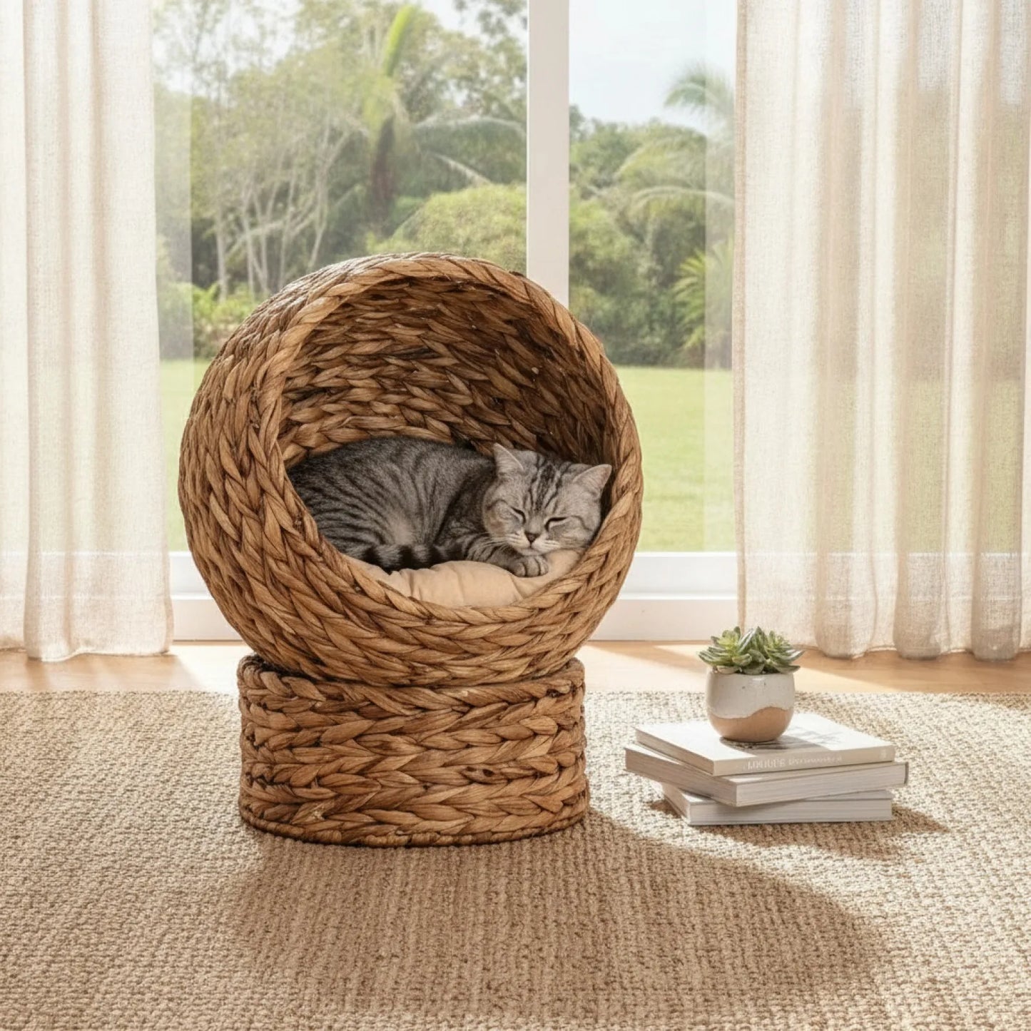 Panier Rond Jacinthe d'Eau Chat Surélevé