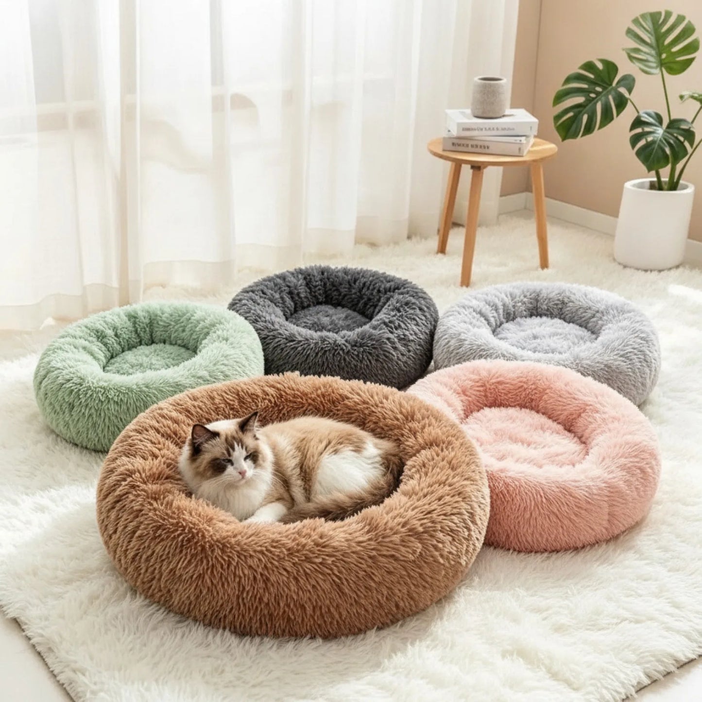 Coussin Rond Peluche pour Chat & Petit Chien