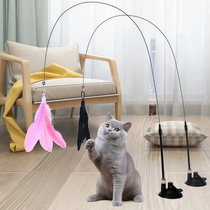 Canne à Plume Interactive pour Chat avec Ventouse