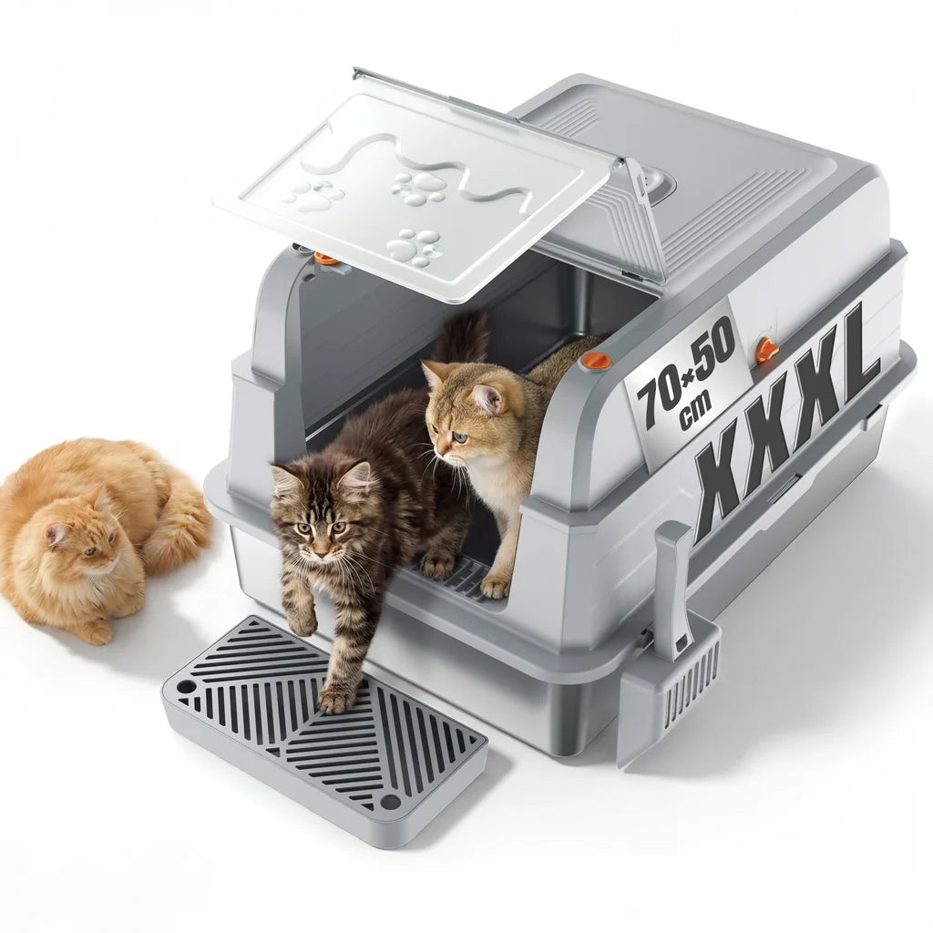 Litière Chat Design Fermé Inox HOMALL