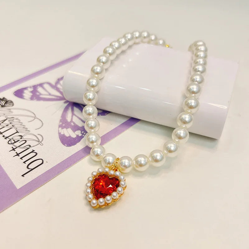 Collier Perlé & Strass pour Chat et Petit Chien