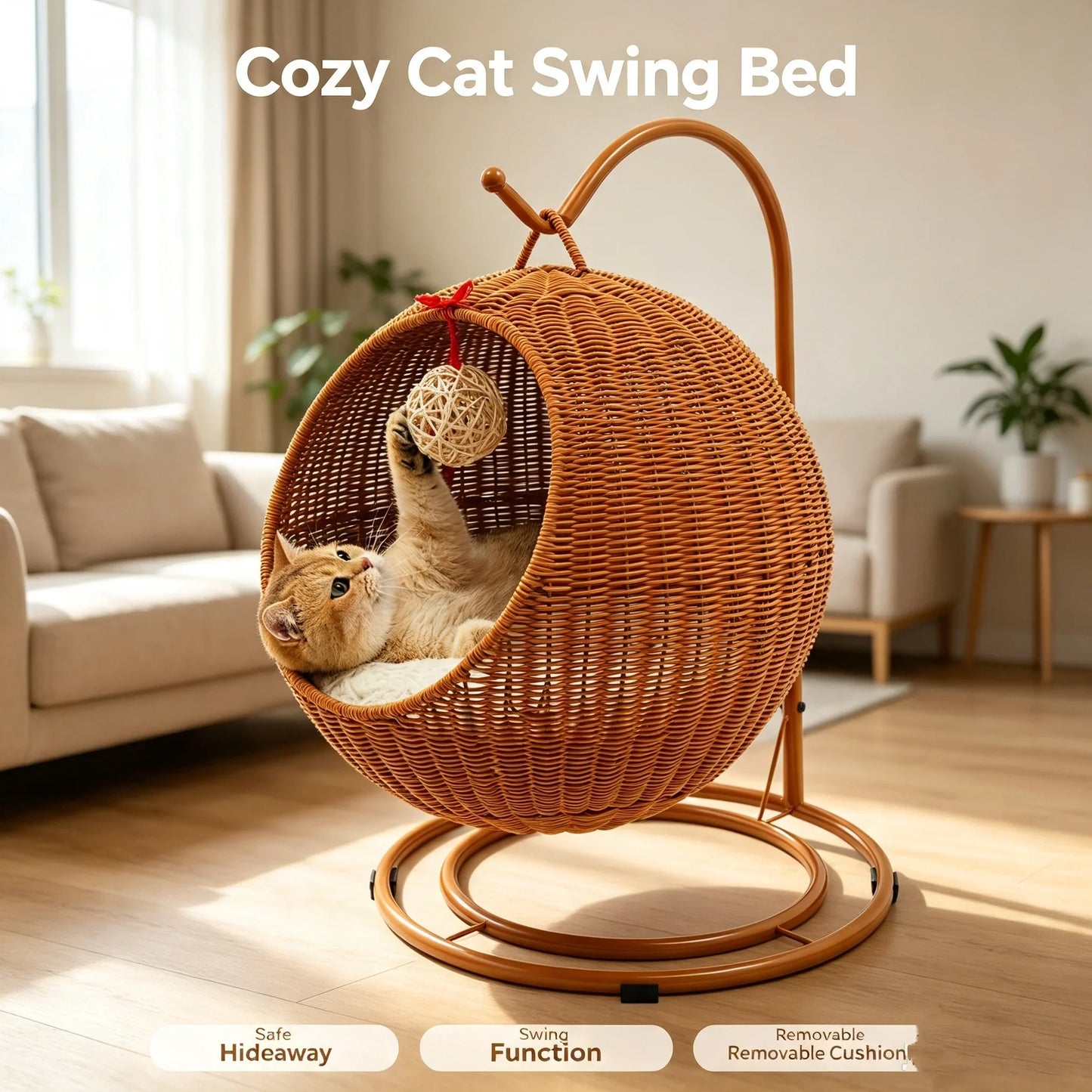 Chaise Suspendue Chat Design Rotin & Confort