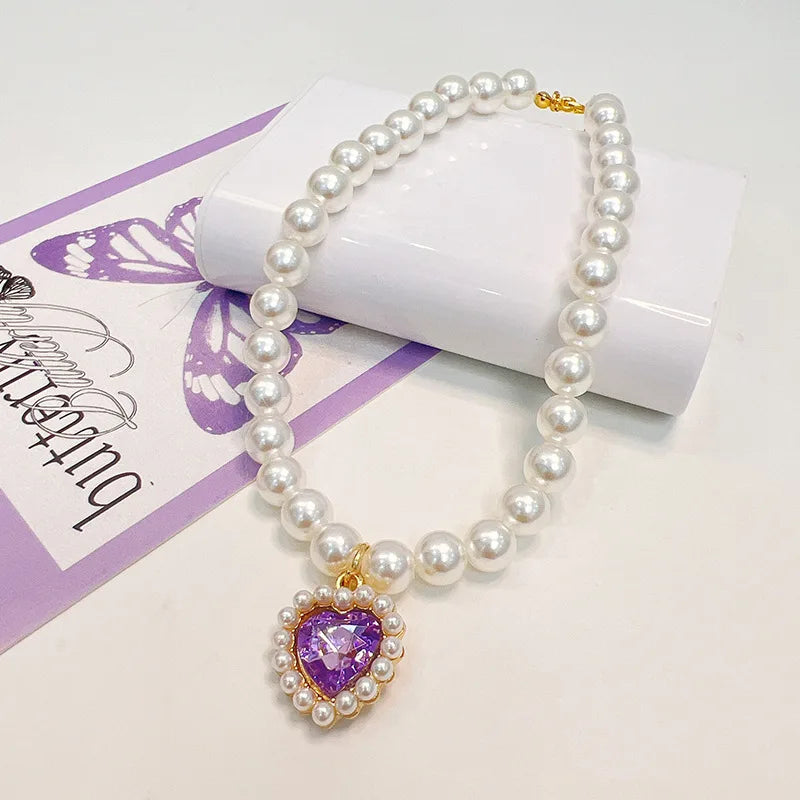 Collier Perlé & Strass pour Chat et Petit Chien