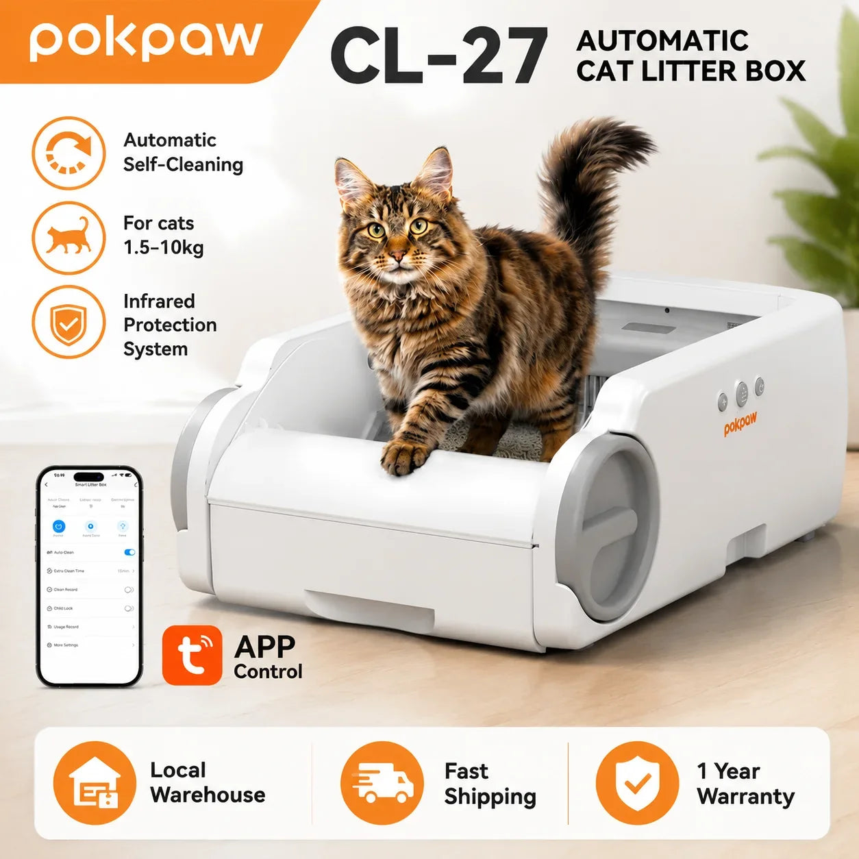 Pokpaw CL27 : Litière Automatique Connectée pour Chat