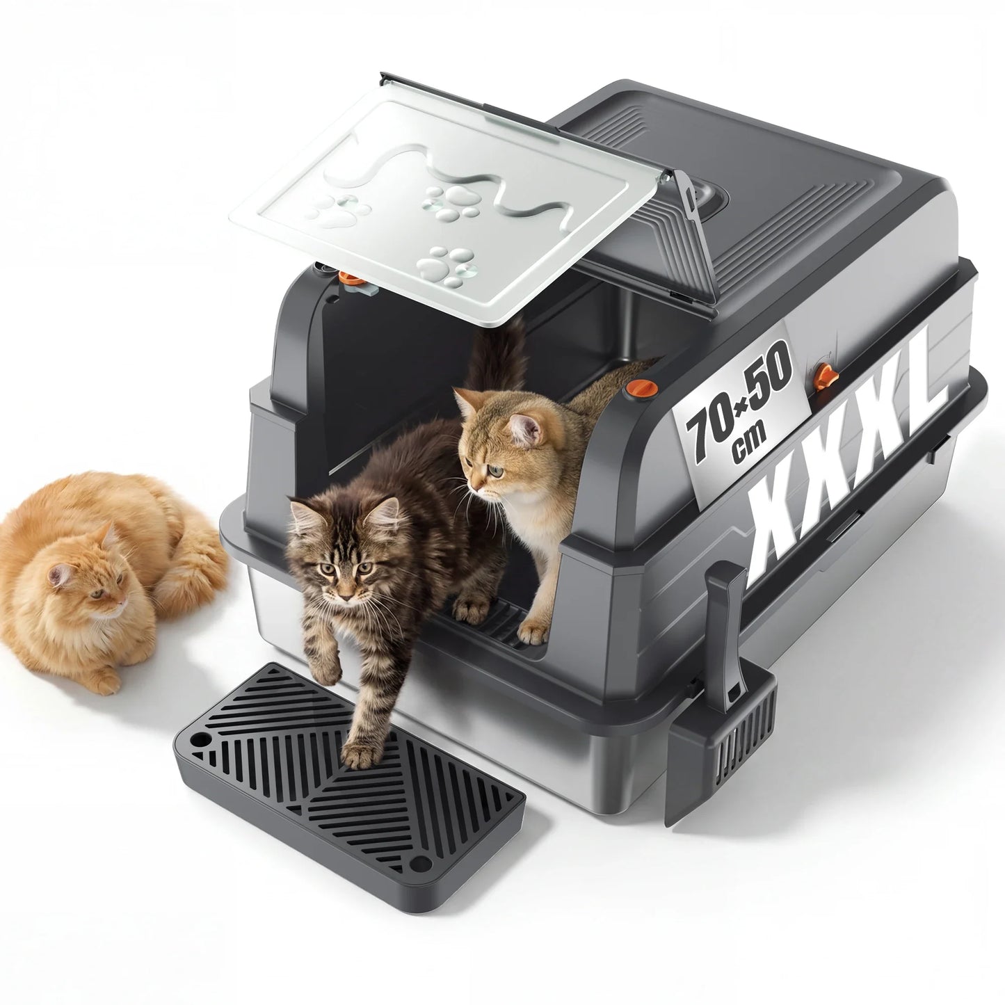 Litière Chat Design Fermé Inox HOMALL