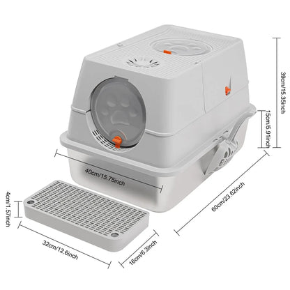 Litière Chat Fermée Design 28L Acier Inox