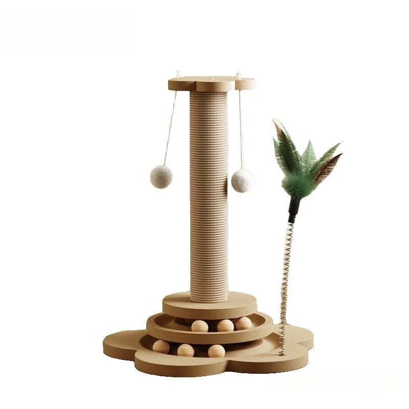 Jouet Chat Interactif Bois Massif 3-en-1 Griffoir Sisal
