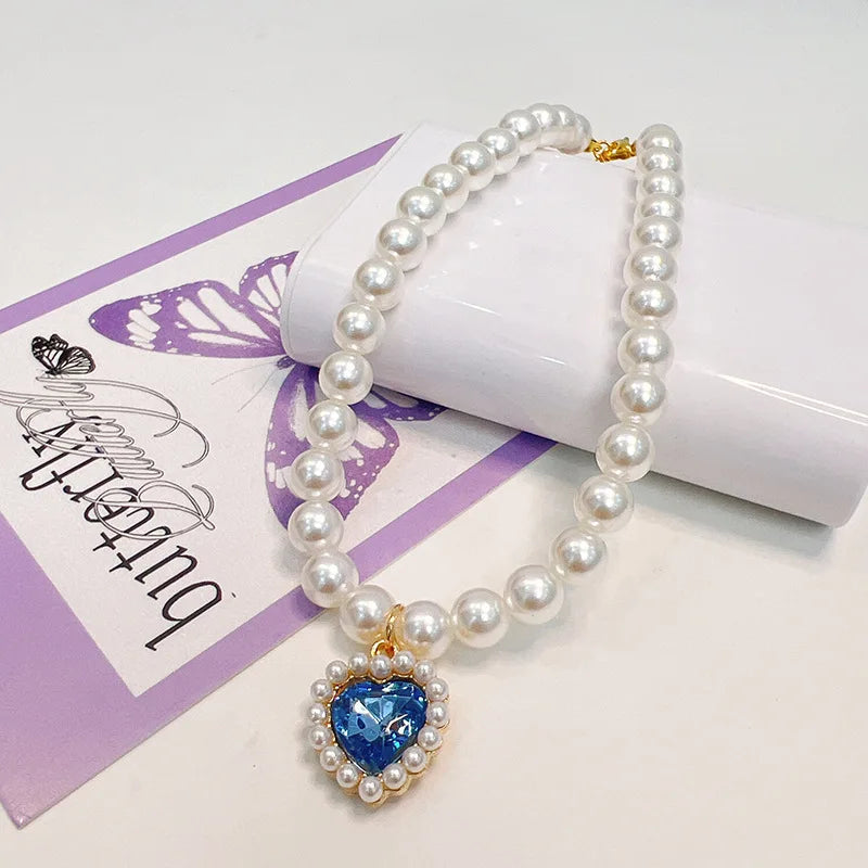 Collier Perlé & Strass pour Chat et Petit Chien