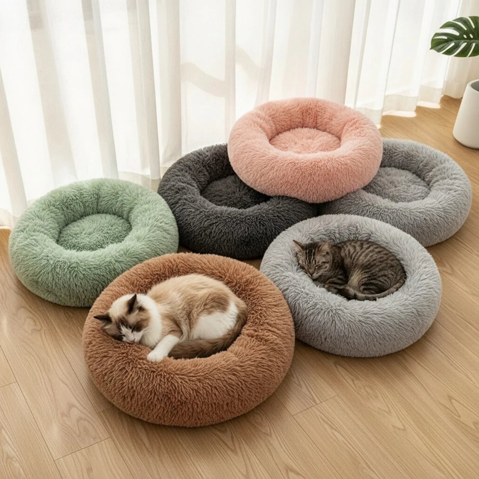 Coussin Rond Peluche pour Chat & Petit Chien