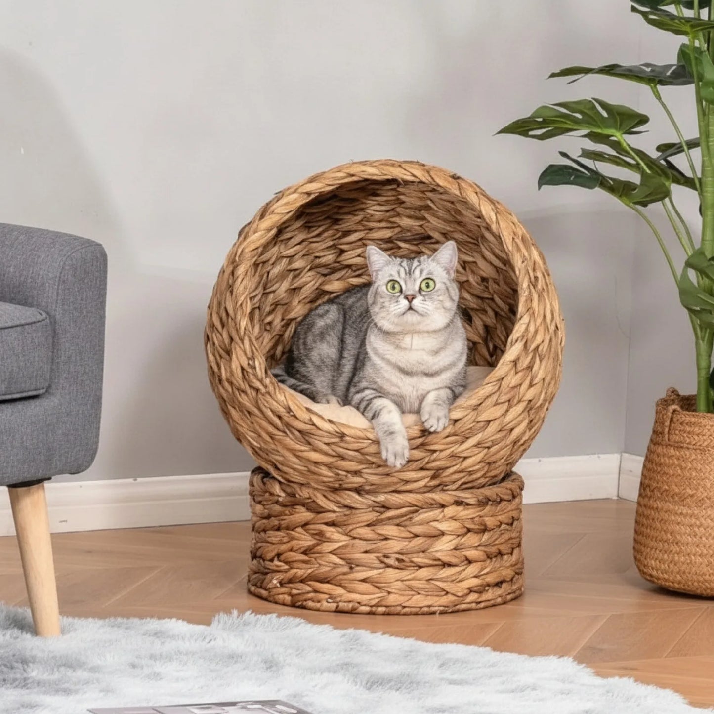 Panier Rond Jacinthe d'Eau Chat Surélevé