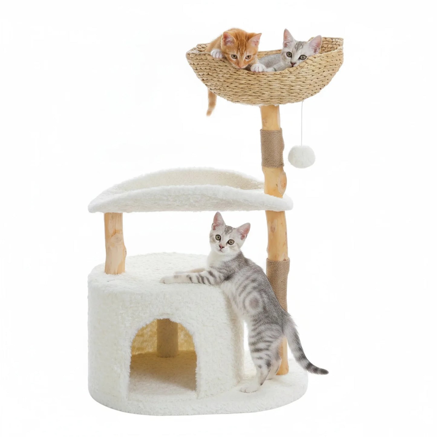 Arbre à Chat PAWZ Road Bois & Osier Blanc Nuage