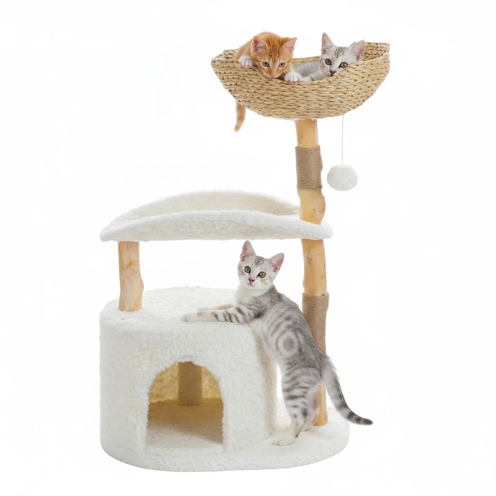 Arbre à Chat PAWZ Road Bois & Osier Blanc Nuage