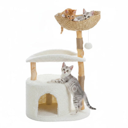 Arbre à Chat PAWZ Road Bois & Osier Blanc Nuage
