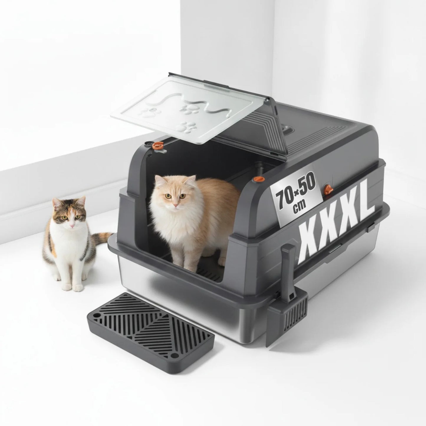 Litière Chat Design Fermé Inox HOMALL