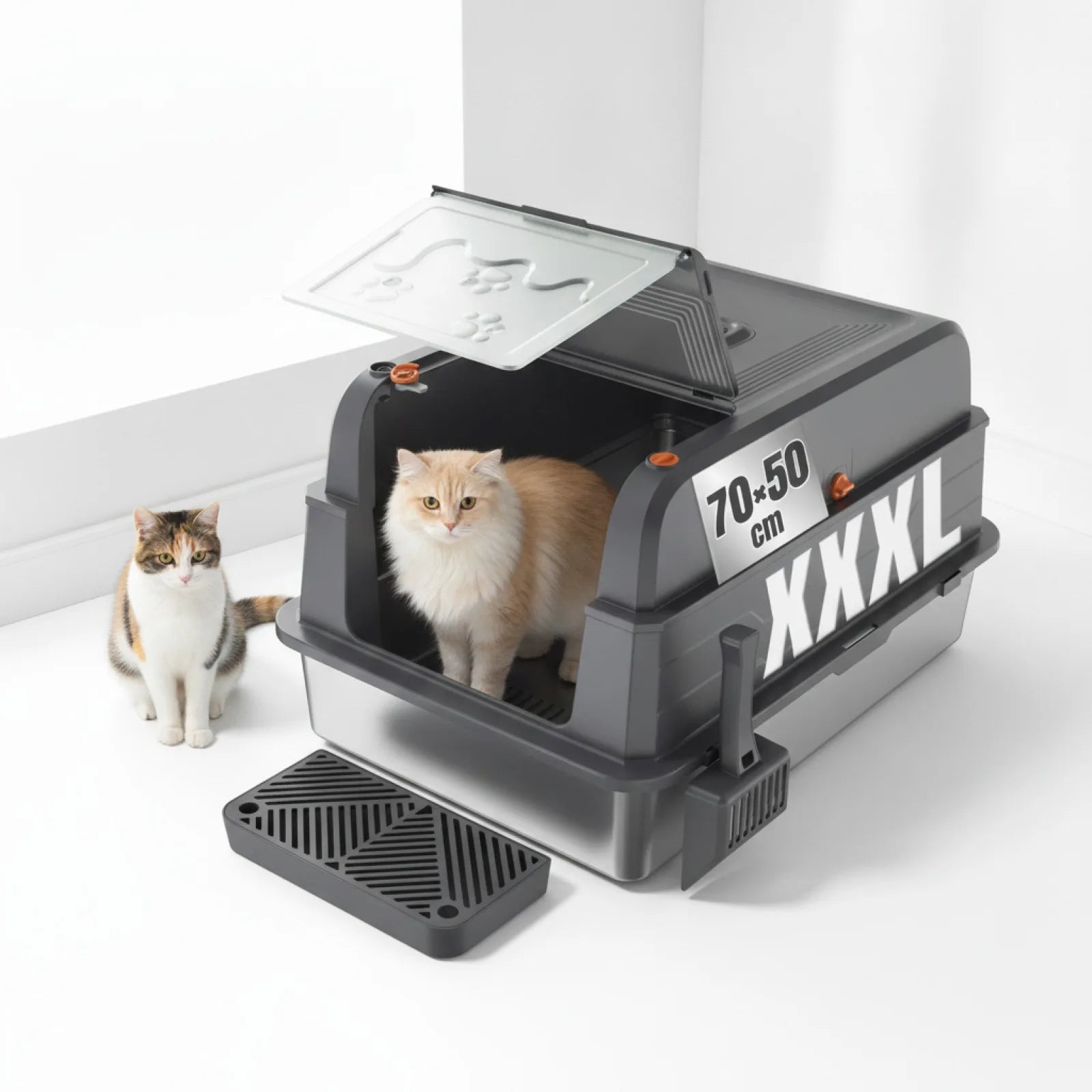 Litière Chat Design Fermé Inox HOMALL