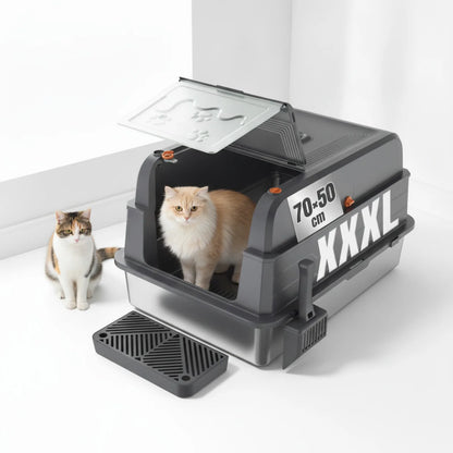 Litière Chat Design Fermé Inox HOMALL