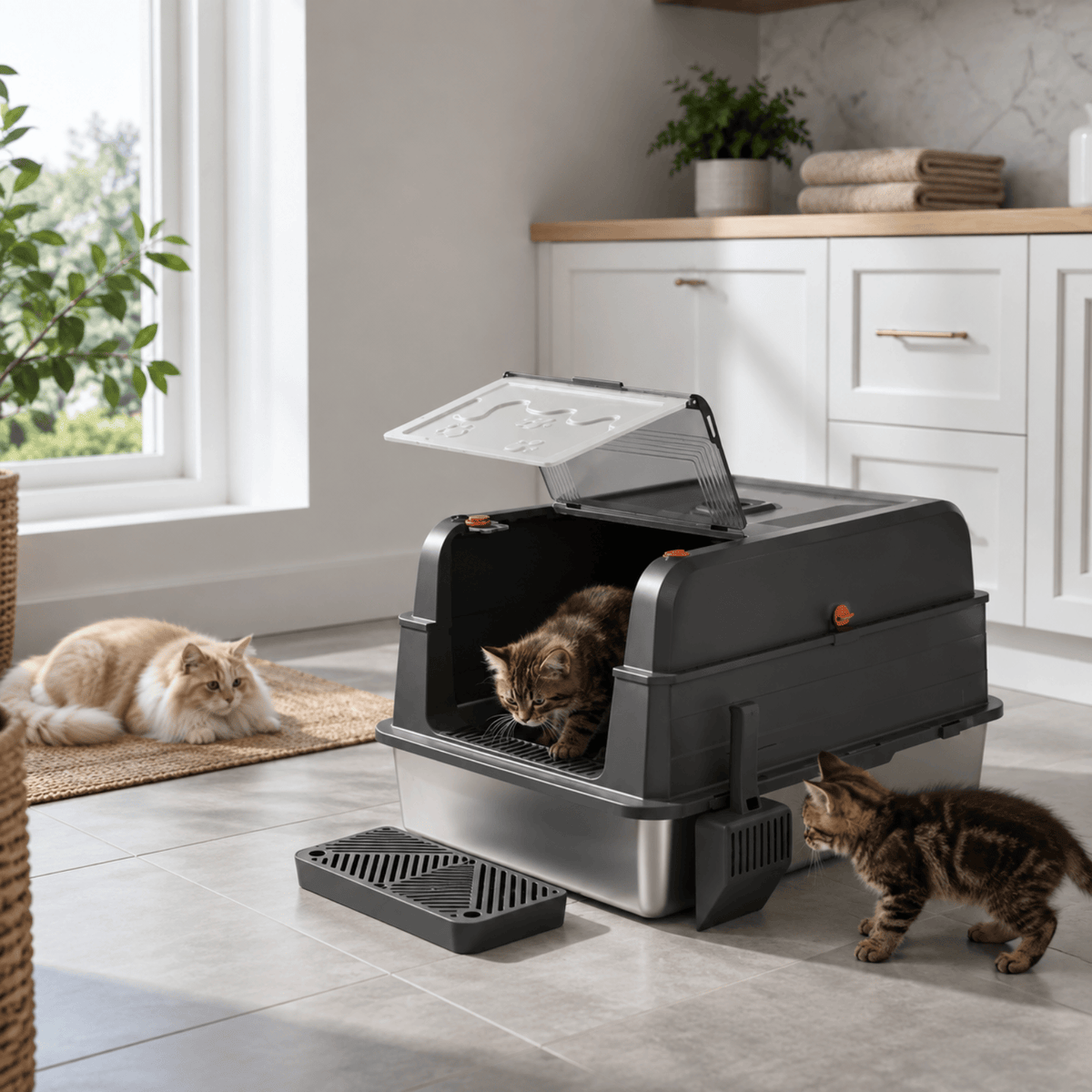 Bac à litière Chat Flexible Inox HOMALL