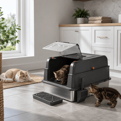 Bac à litière Chat Flexible Inox HOMALL