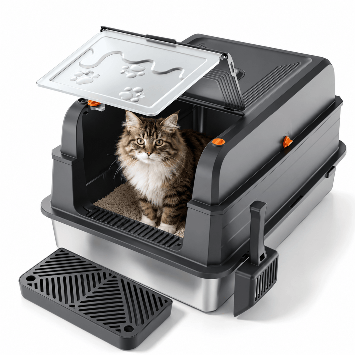 Bac à litière Chat Flexible Inox HOMALL