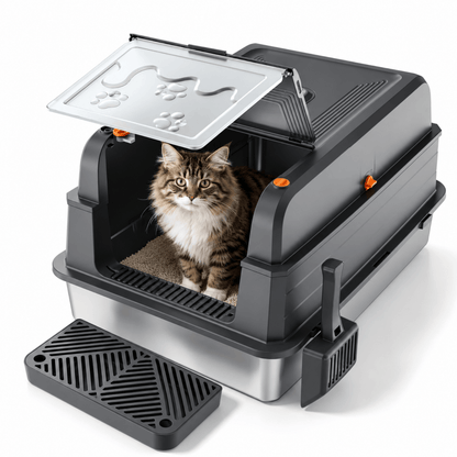Bac à litière Chat Flexible Inox HOMALL