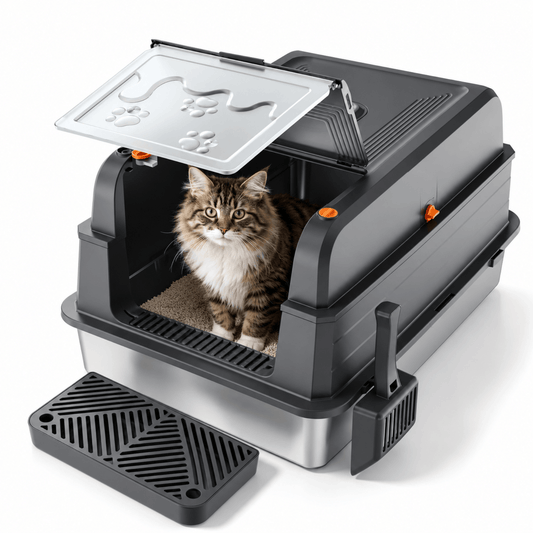 Bac à litière Chat Flexible Inox HOMALL