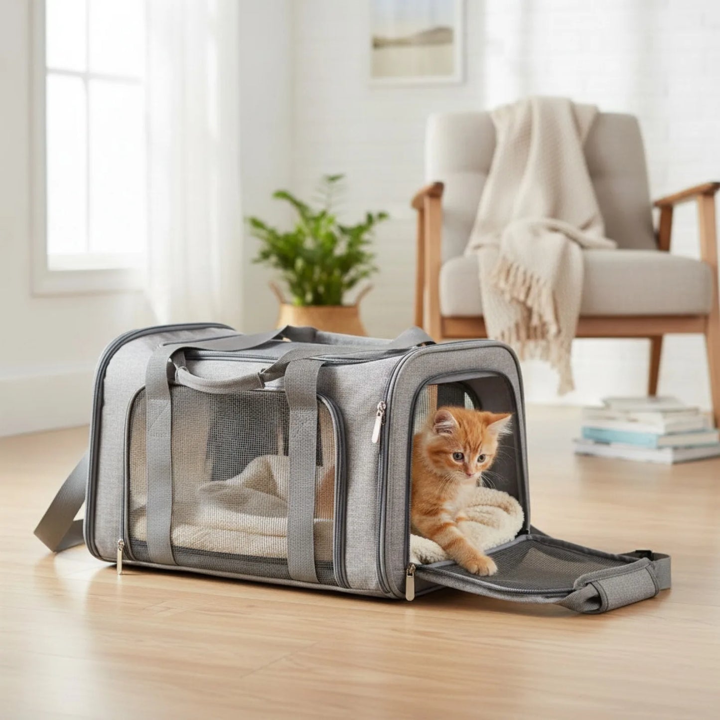 Sac de Transport Pliable pour Chat & Chien Gris
