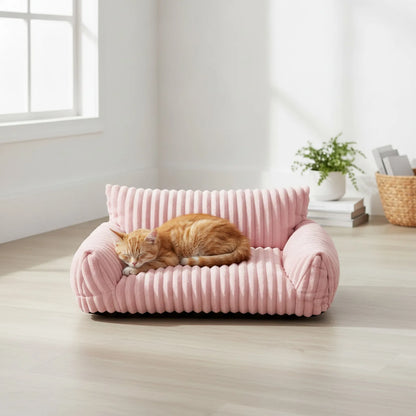 Canapé Rose Confortable pour Chat et Petit Chien