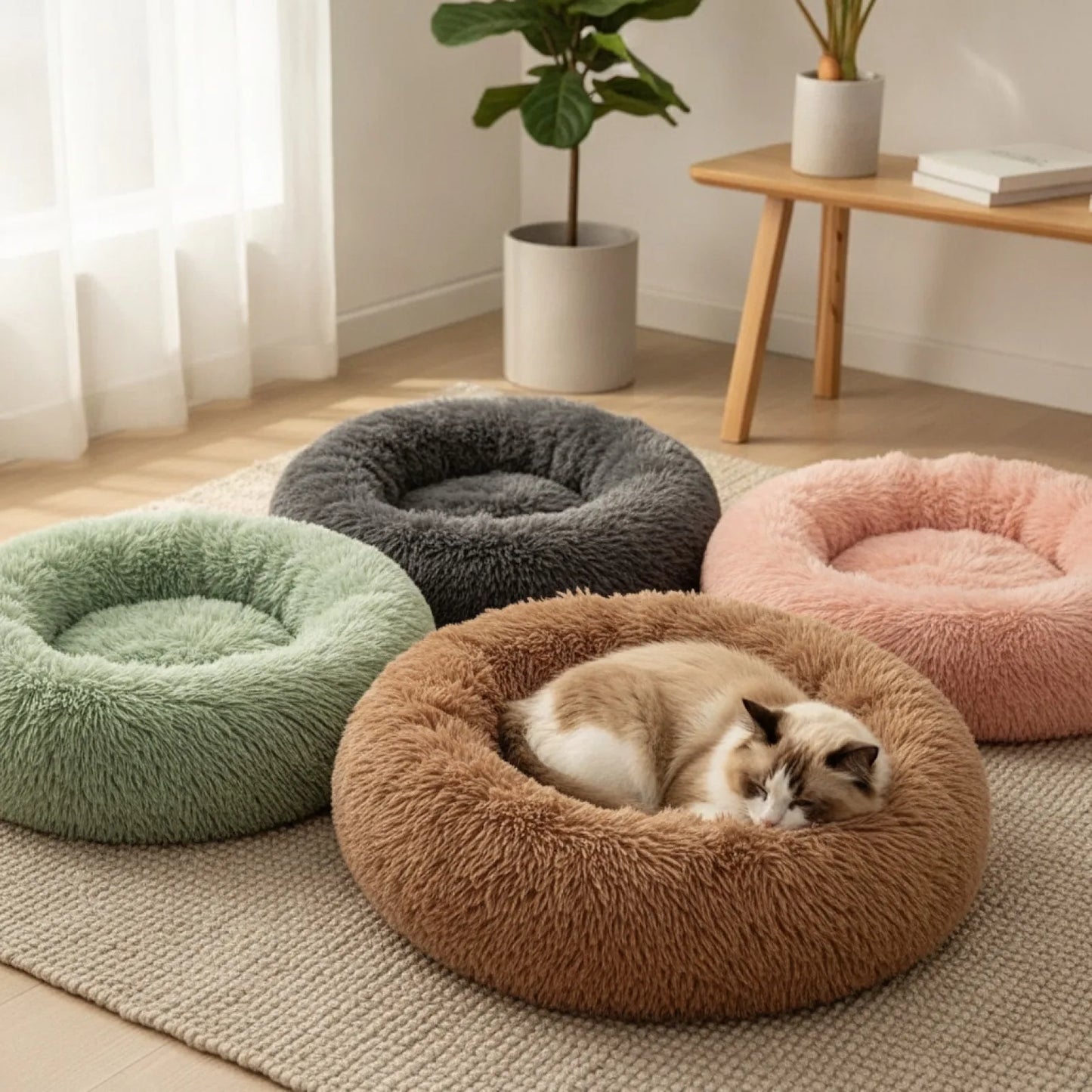 Coussin Rond Peluche pour Chat & Petit Chien