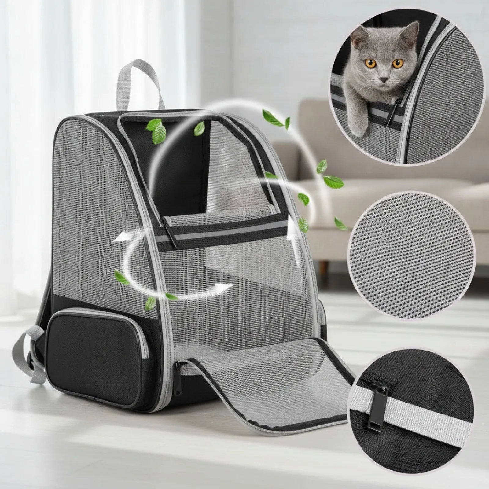 Sac à dos transport chat & petit chien respirant