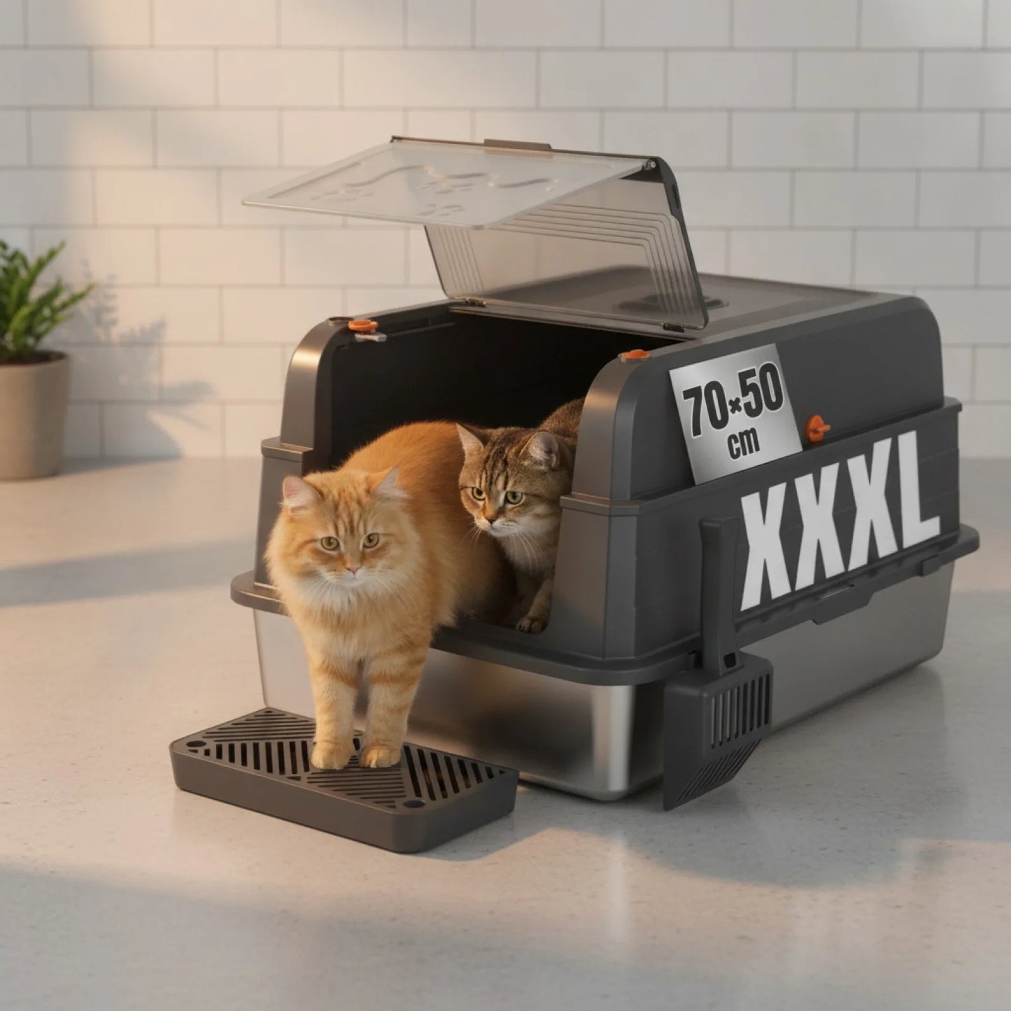 Litière Chat Design Fermé Inox HOMALL
