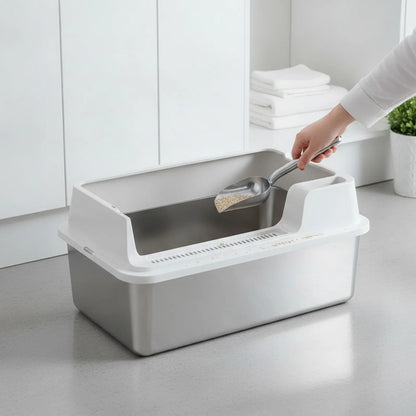 Litière Chat Fermée Inox Anti-Odeur & Anti-Projection