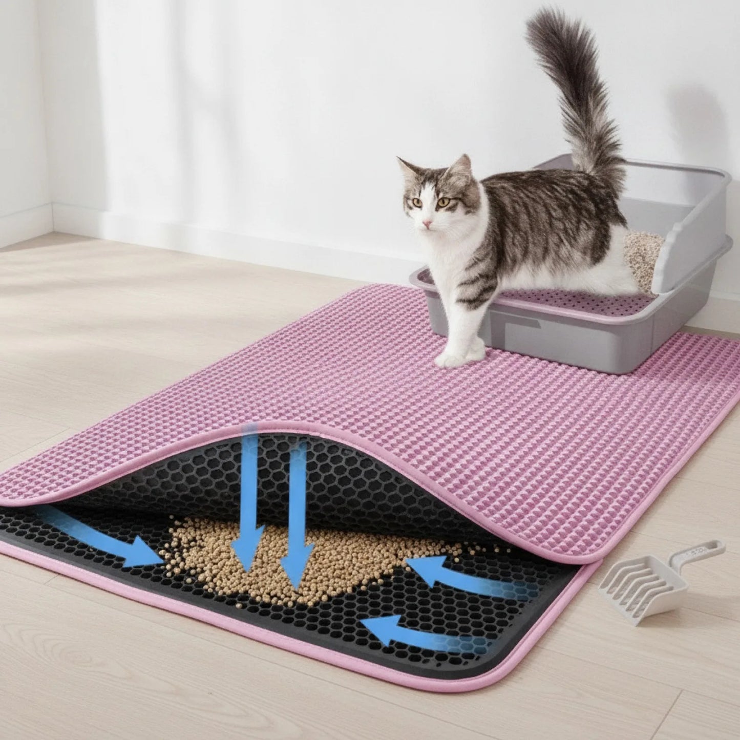 Tapis Litière Chat Double Couche Anti-Salissure