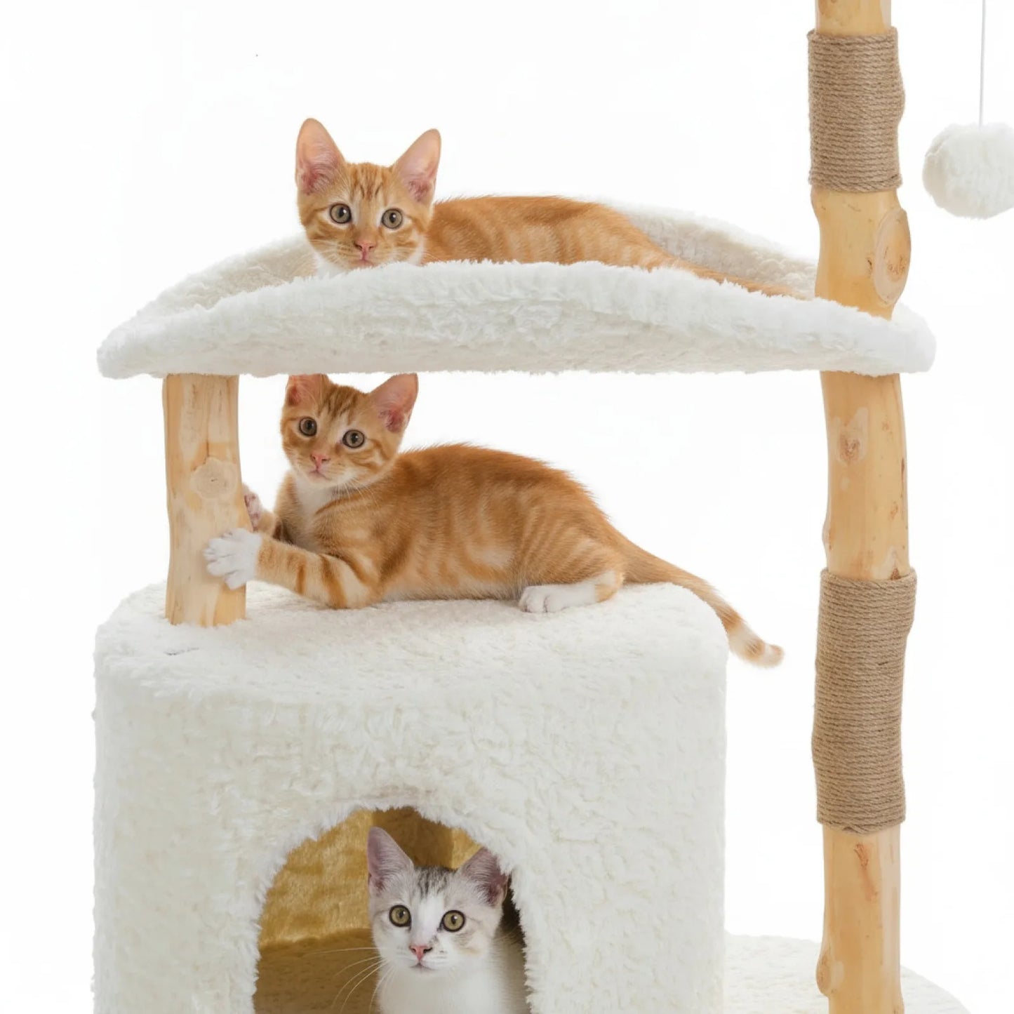 Arbre à Chat PAWZ Road Bois & Osier Blanc Nuage