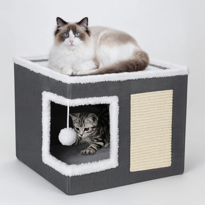Caverne Confortable Chat : Refuge Douillet avec Griffoir