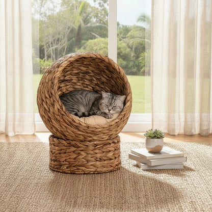 Panier Rond Jacinthe d'Eau Chat Surélevé