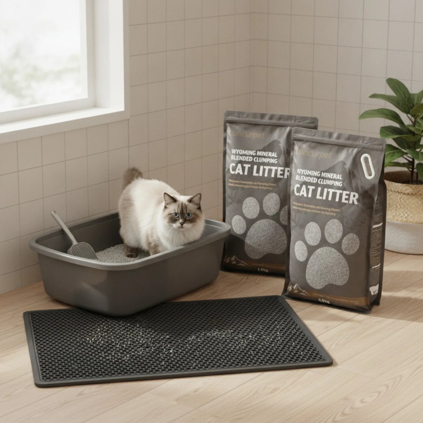 Litière Agglomérante Wyoming & Tapis EVA : Duo Propreté Chat