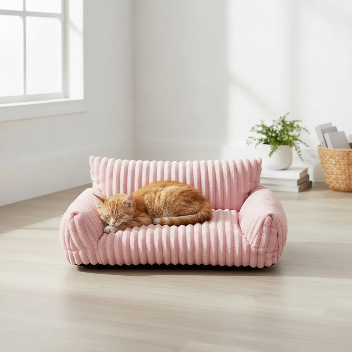 Coussin Chat Canapé Rose