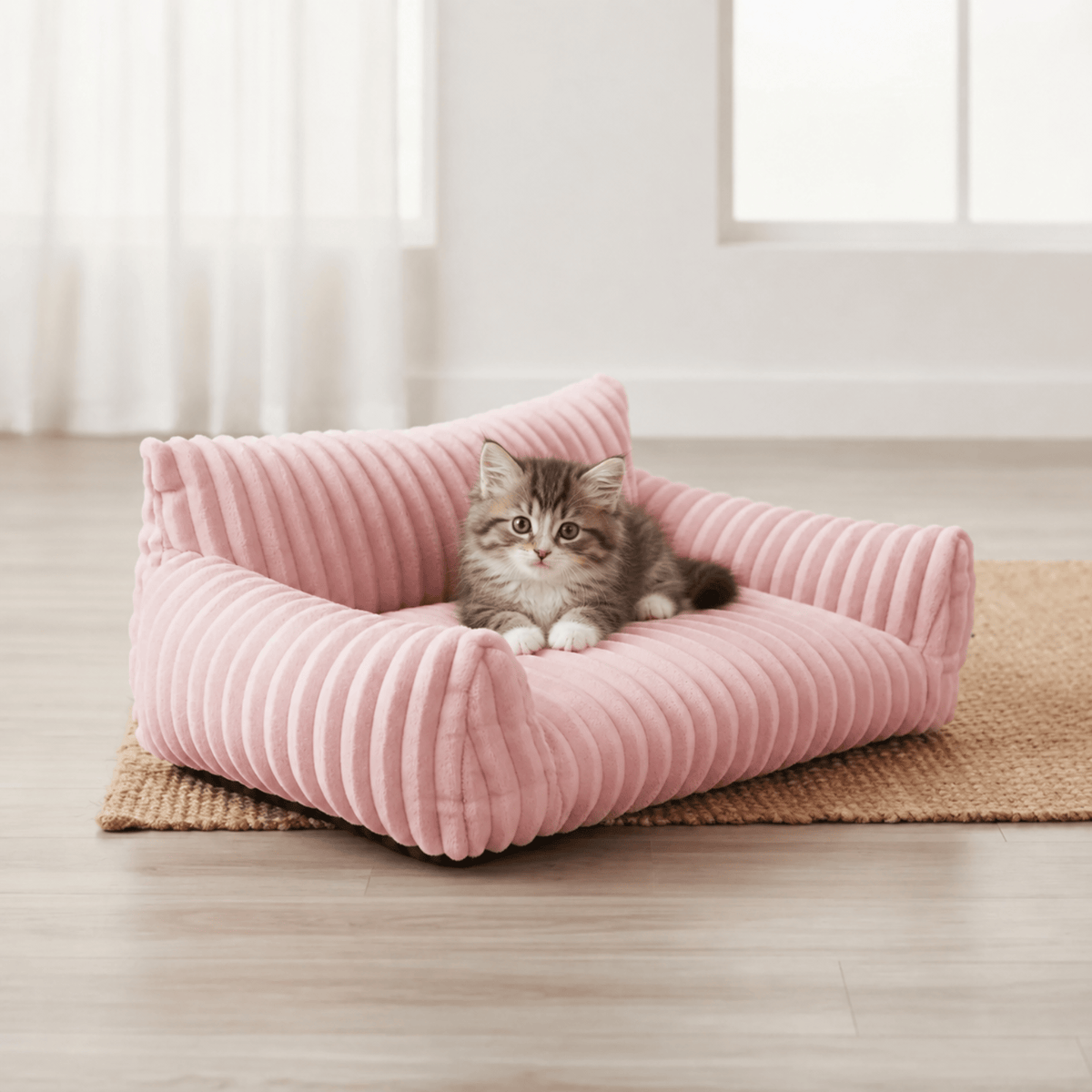 Coussin Chat Canapé Rose