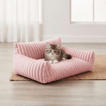 Coussin Chat Canapé Rose