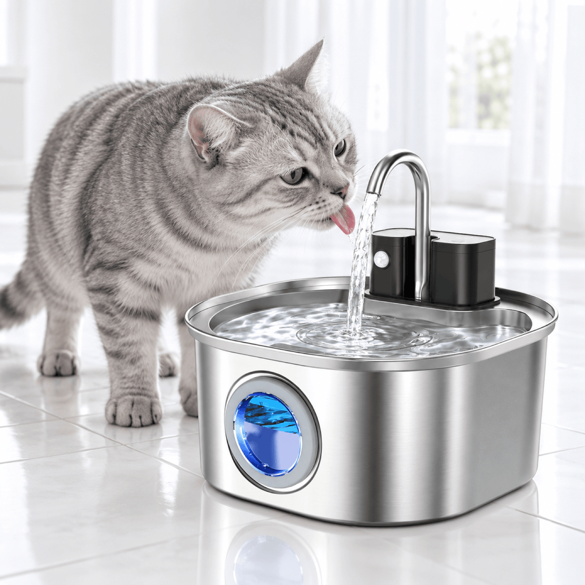 Fontaine à Eau Chat en Inox