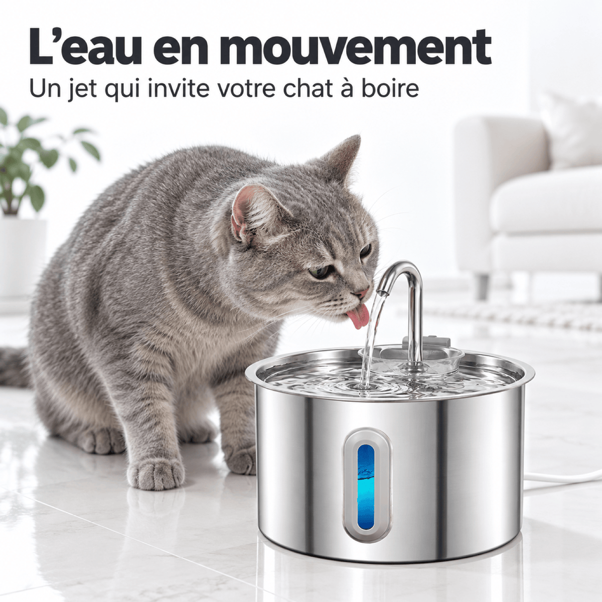 Fontaine à Eau Chat Inox 2.2L
