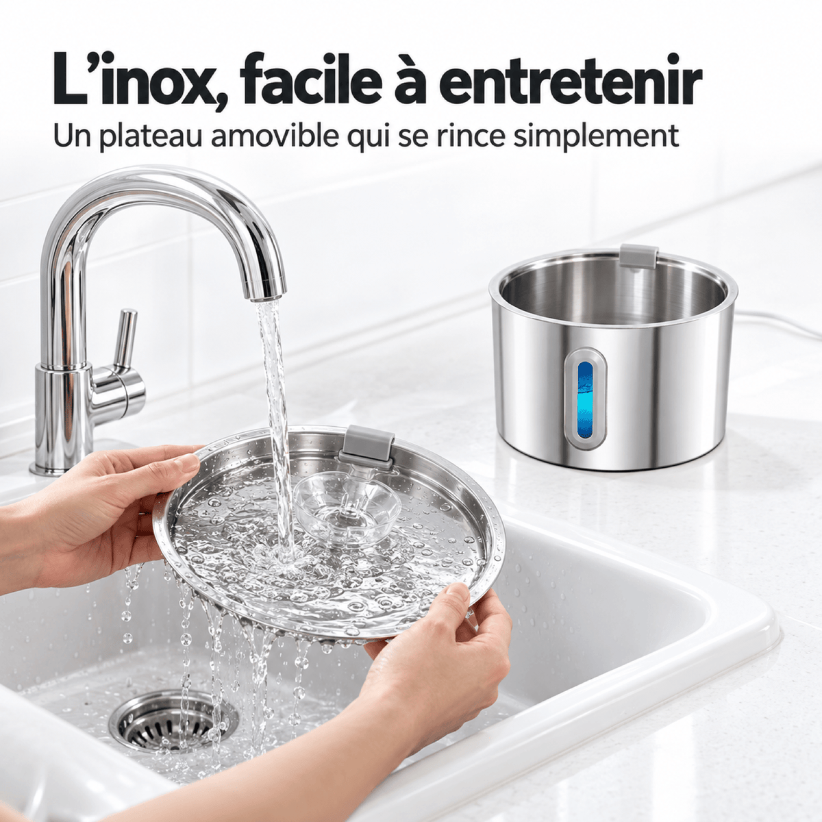 Fontaine à Eau Chat Inox 2.2L