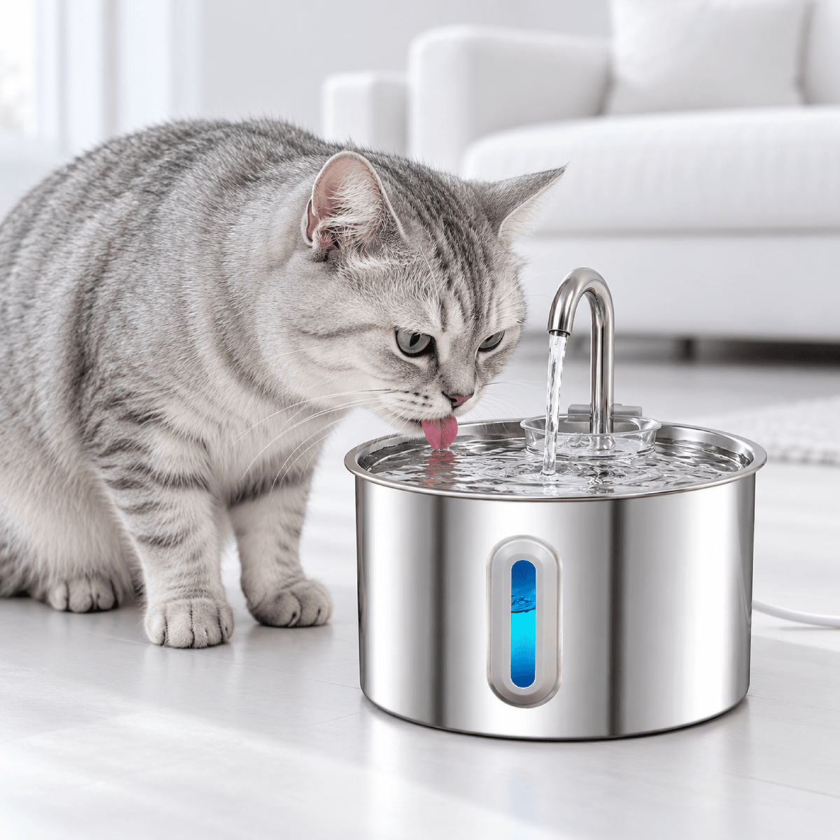 Fontaine à Eau Chat Inox 2.2L
