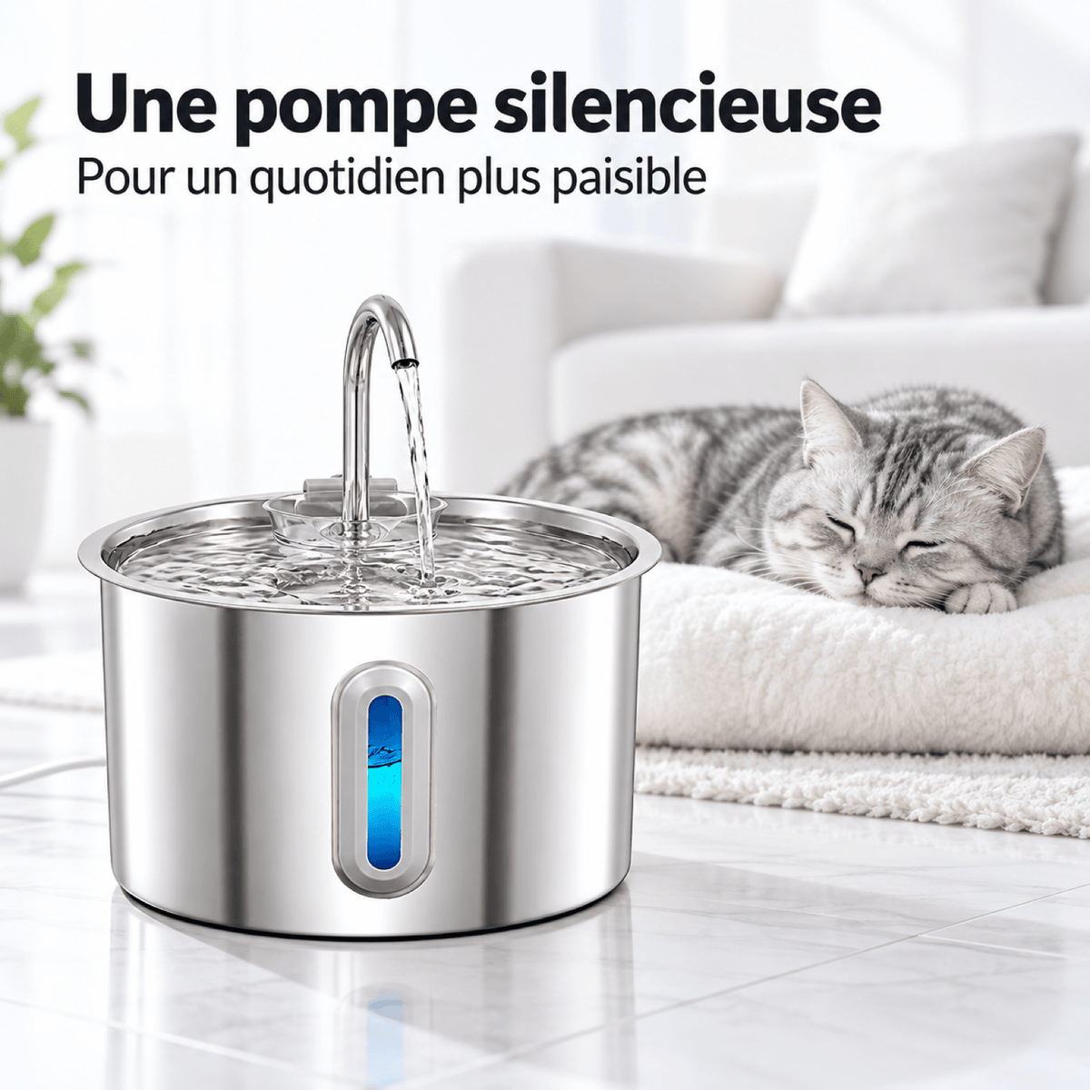 Fontaine à Eau Chat Inox 2.2L