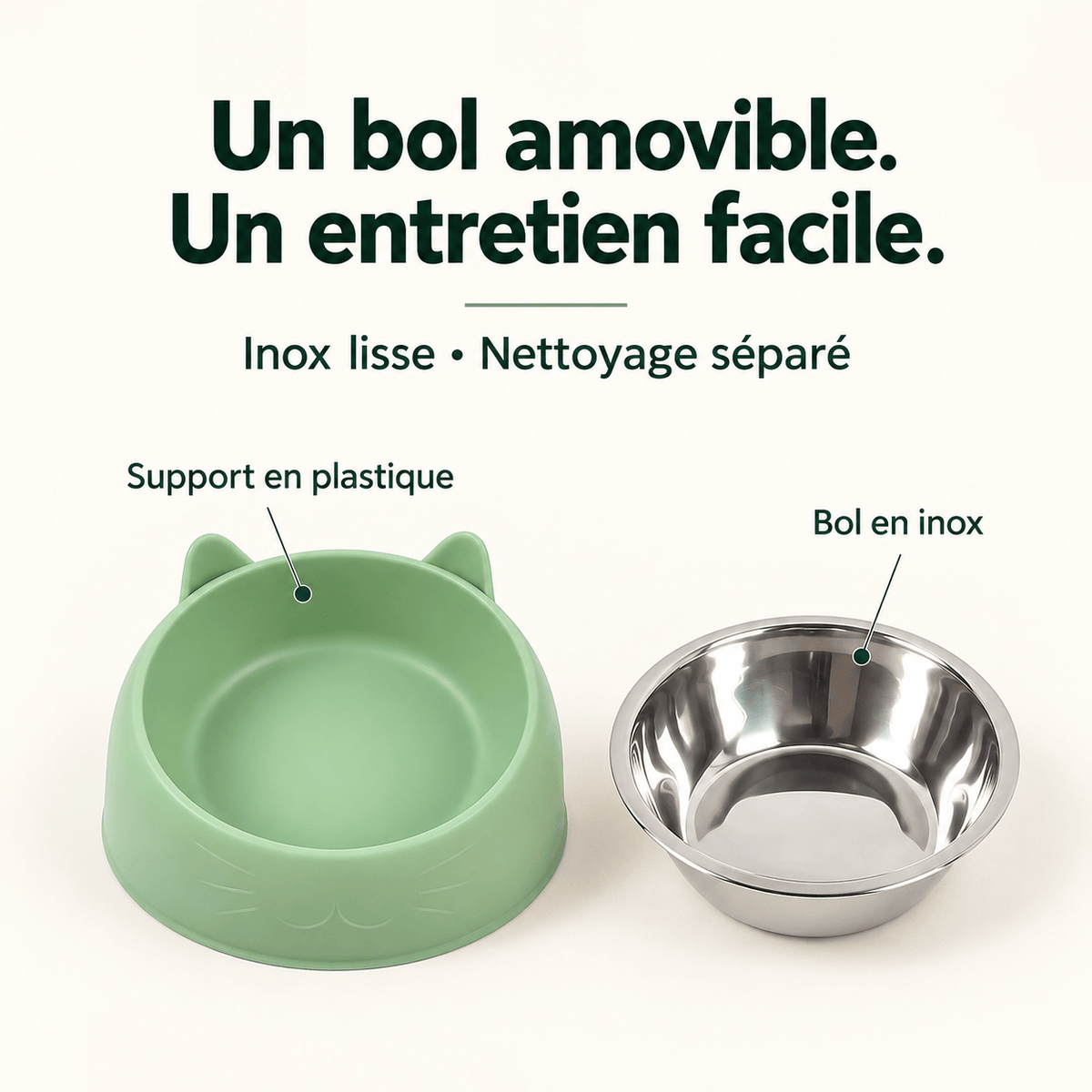 Gamelle chat surélevée en inox – Miaou Confort