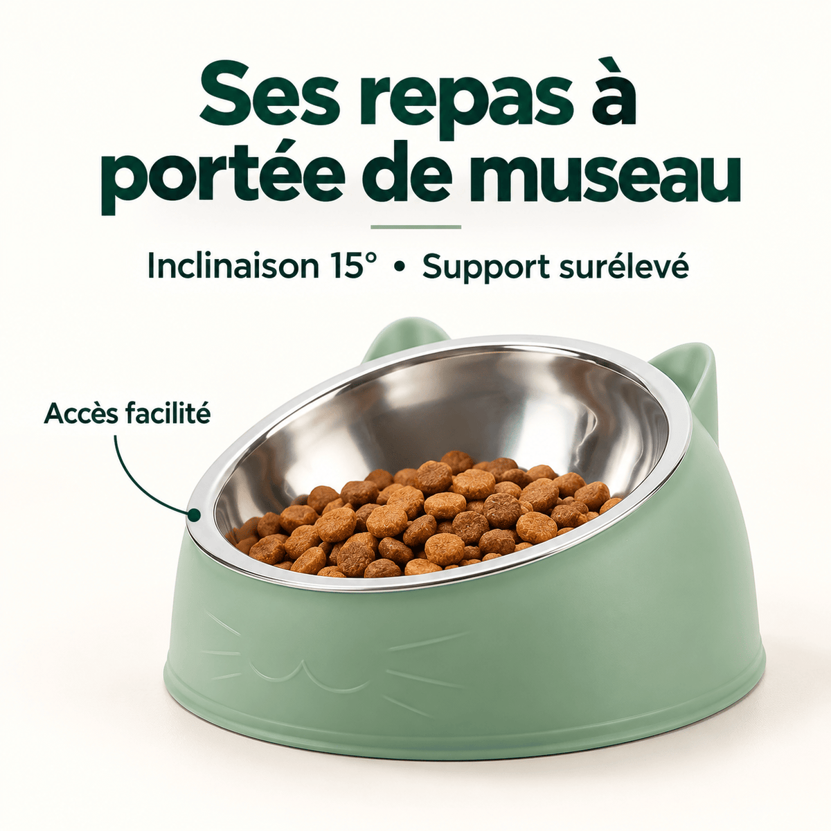 Gamelle chat surélevée en inox – Miaou Confort