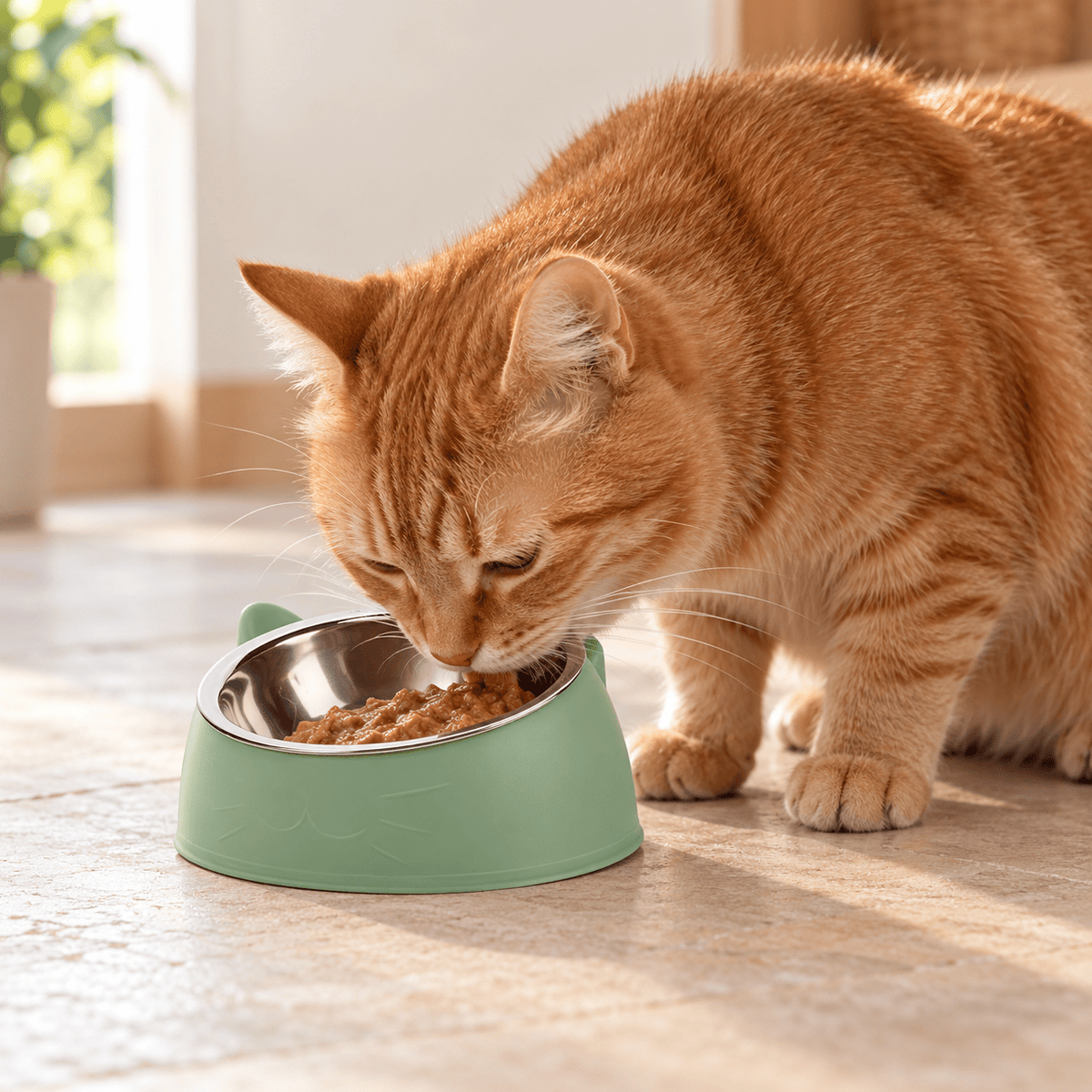 Gamelle chat surélevée en inox – Miaou Confort