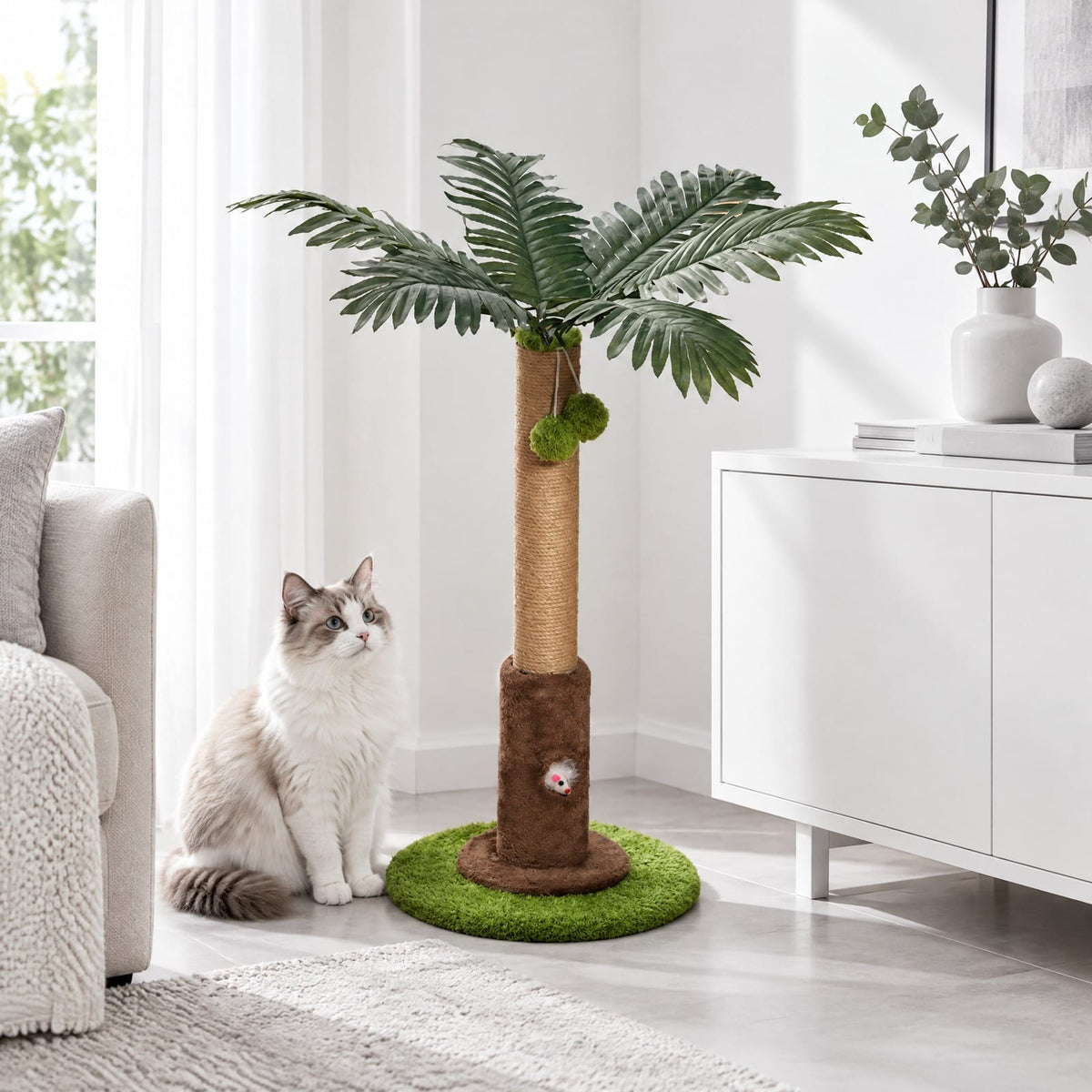 Griffoir chat palmier décoratif dans un salon